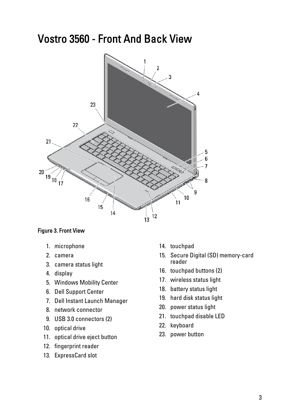 Vostro 3560 - front and back view | Dell Vostro 3560 (Early 2012) User Manual | Page 3 / 8