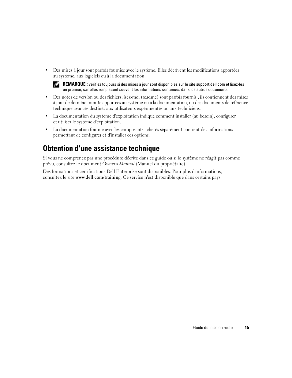 Obtention d'une assistance technique | Dell PowerEdge SC 440 User Manual | Page 17 / 48