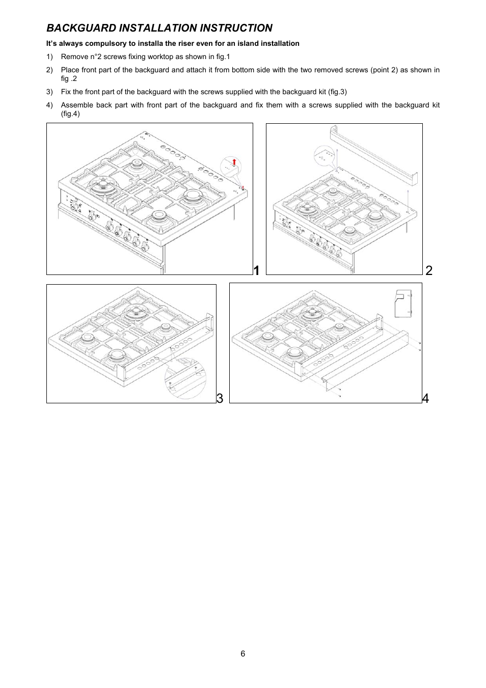 Bertazzoni H304GGVVI User Manual | Page 6 / 27