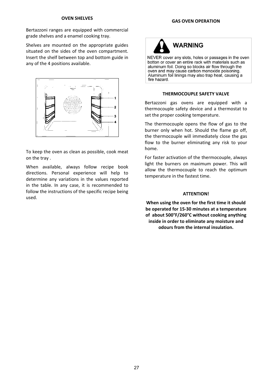 Bertazzoni A304GGVXE User Manual | Page 27 / 44
