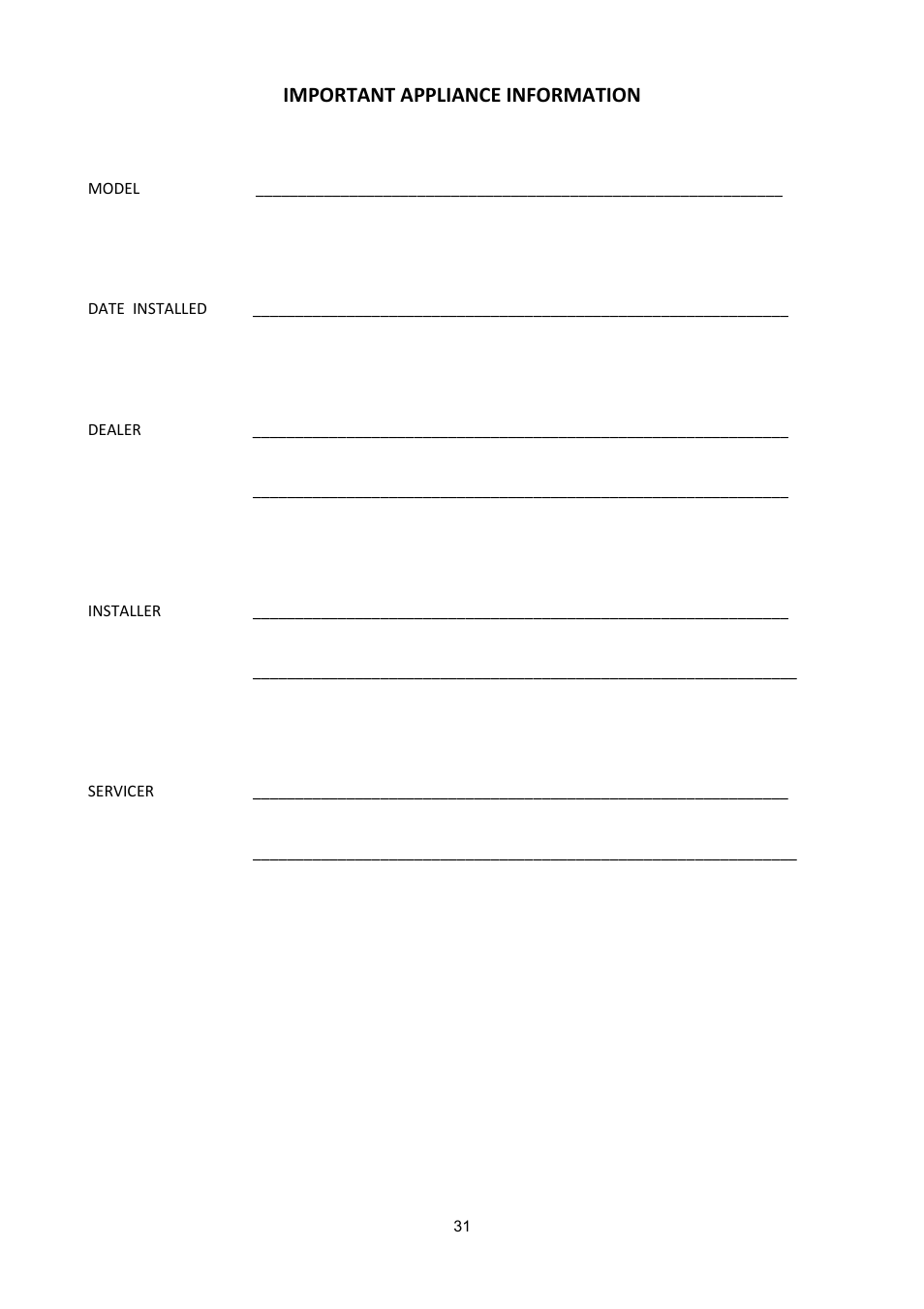 Important appliance information | Bertazzoni A304GGVXE User Manual | Page 31 / 44