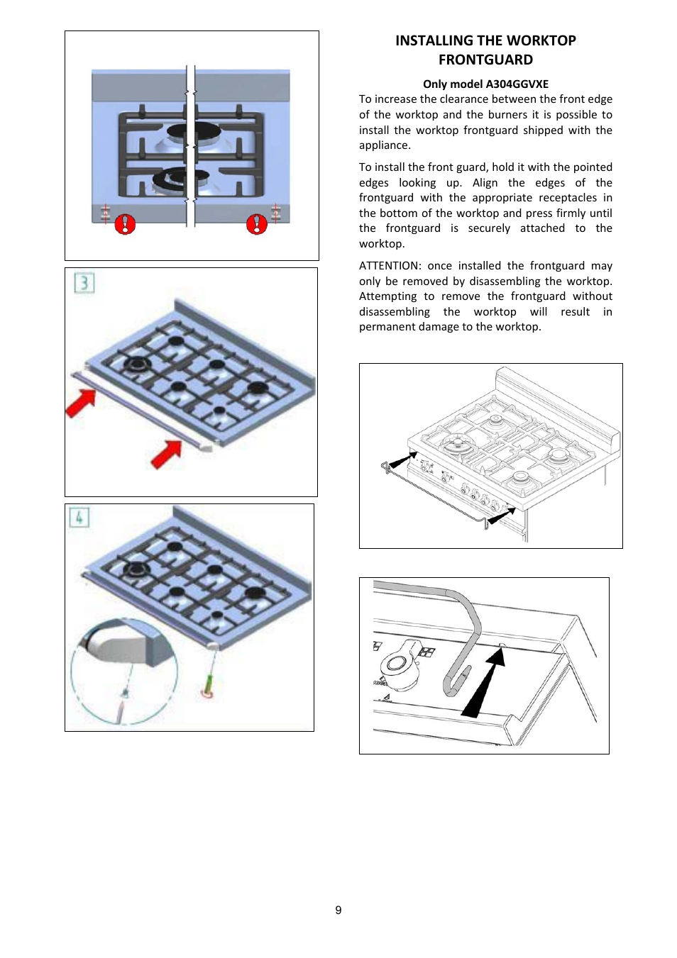 Installing the worktop frontguard | Bertazzoni A304GGVXE User Manual | Page 9 / 44