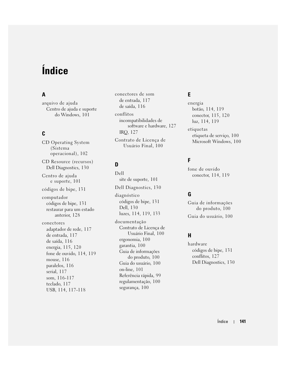 Índice | Dell Precision 490 User Manual | Page 141 / 190