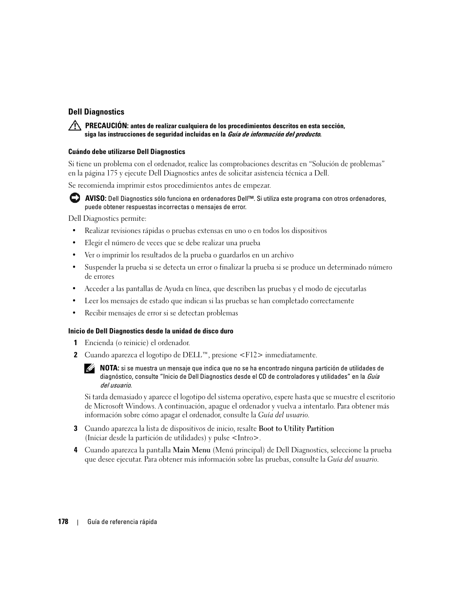 Dell diagnostics | Dell Precision 490 User Manual | Page 178 / 190