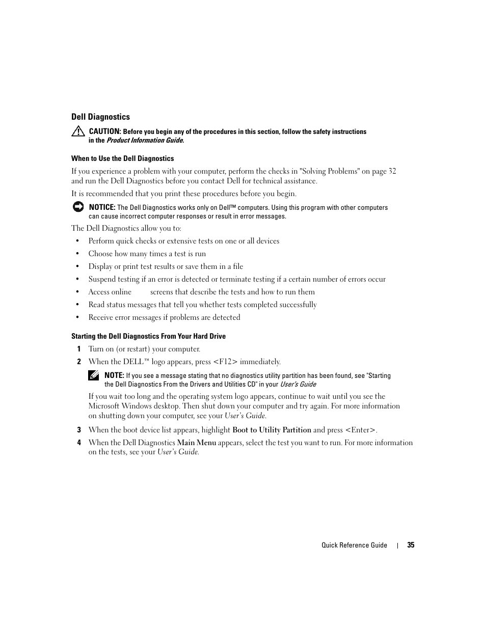 Dell diagnostics | Dell Precision 490 User Manual | Page 35 / 190