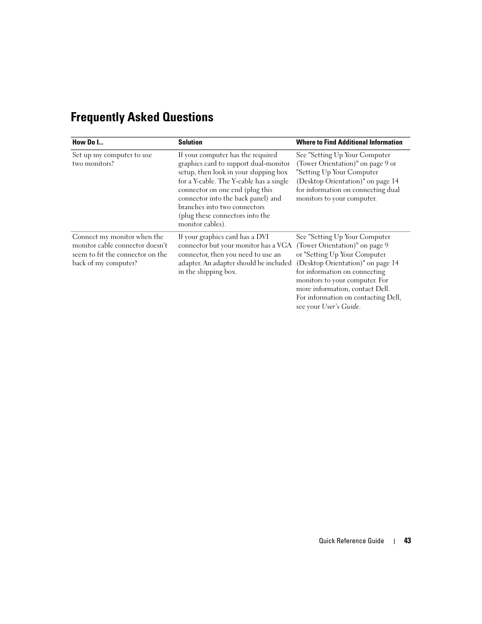 Frequently asked questions | Dell Precision 490 User Manual | Page 43 / 190