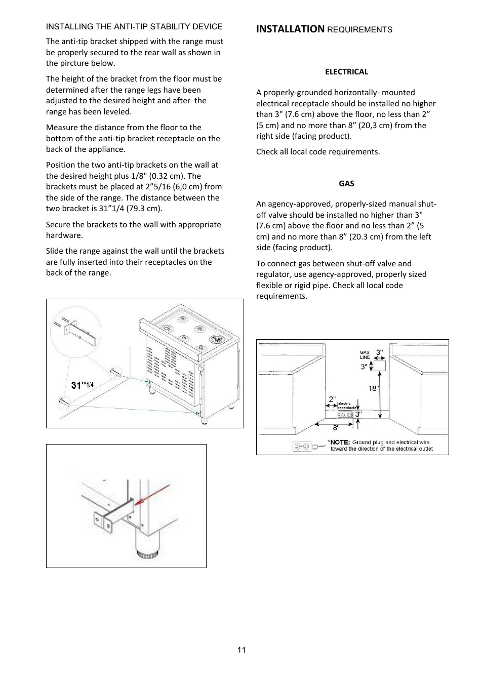 Installation | Bertazzoni A365GGVXT User Manual | Page 11 / 32