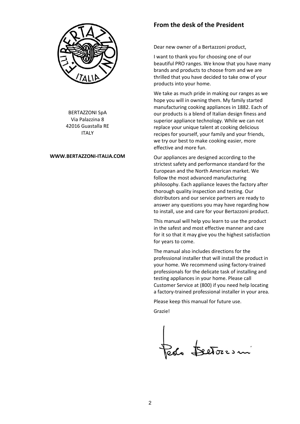 Bertazzoni A365GGVXT User Manual | Page 2 / 32