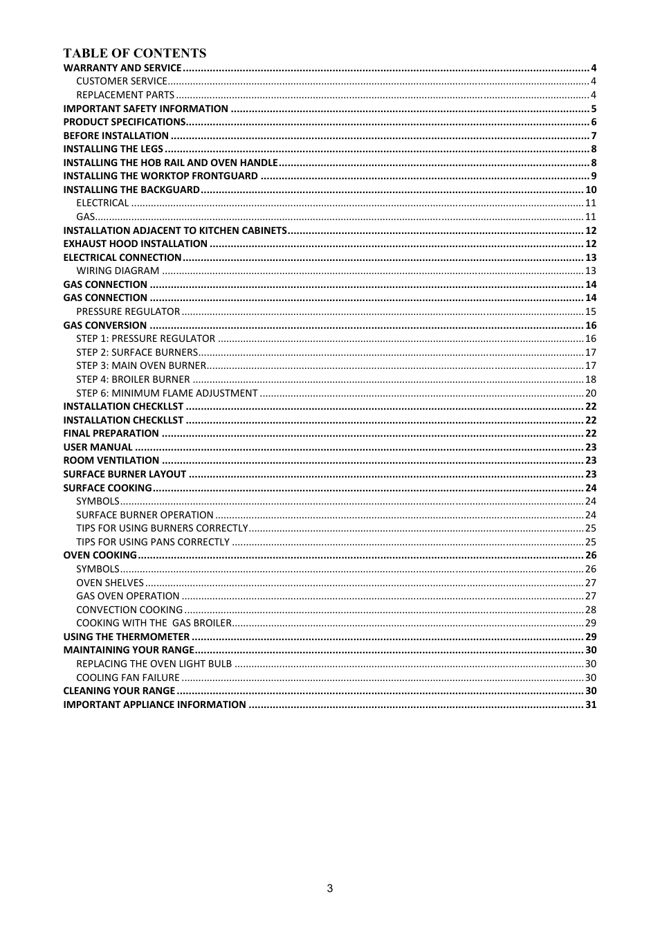Bertazzoni A365GGVXT User Manual | Page 3 / 32