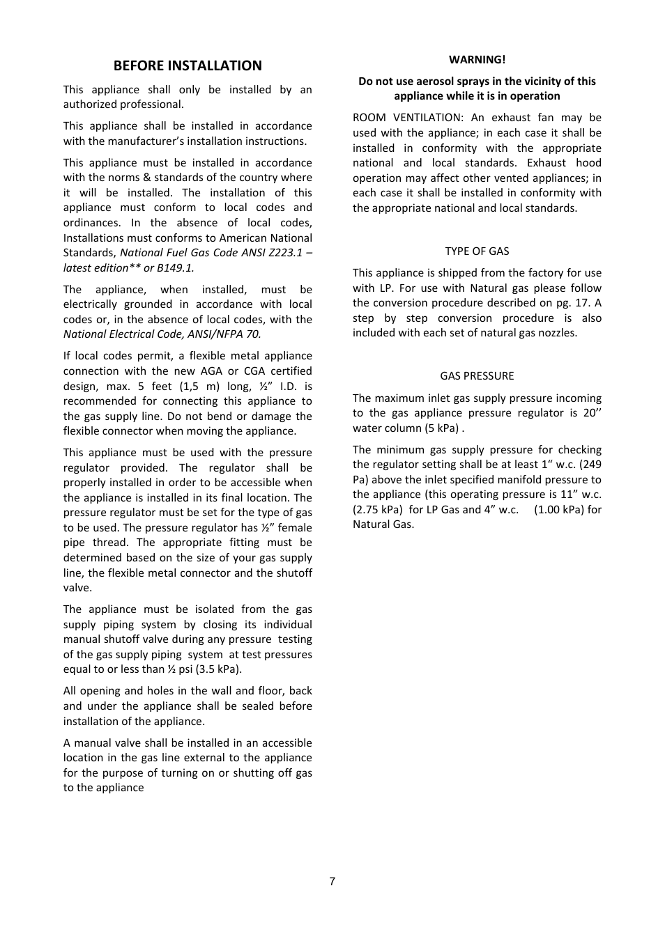 Before installation | Bertazzoni A365GGVXT User Manual | Page 7 / 32