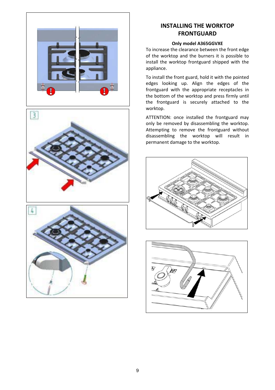 Installing the worktop frontguard | Bertazzoni A365GGVXT User Manual | Page 9 / 32