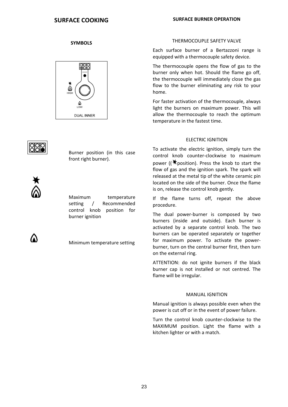 Surface cooking | Bertazzoni X365GGVGI User Manual | Page 23 / 39