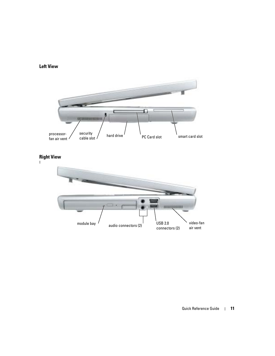 Left view, Right view | Dell Precision M70 User Manual | Page 11 / 104