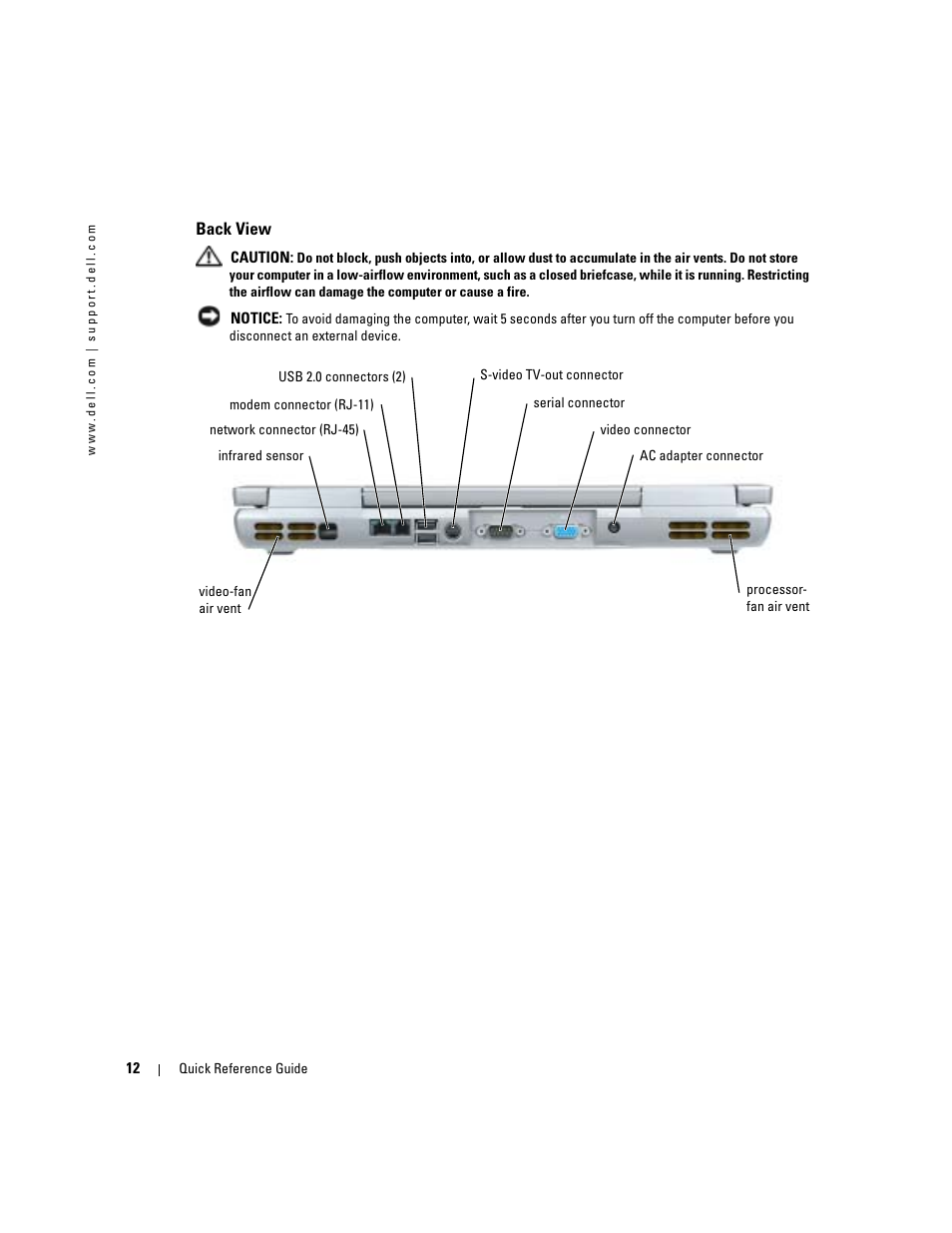 Back view | Dell Precision M70 User Manual | Page 12 / 104