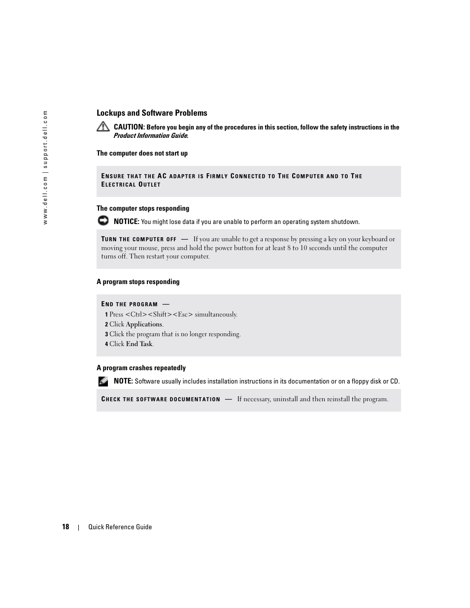Lockups and software problems | Dell Precision M70 User Manual | Page 18 / 104