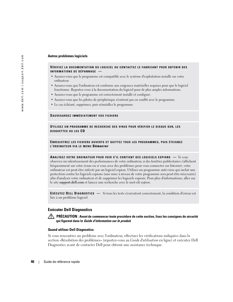 Exécuter dell diagnostics | Dell Precision M70 User Manual | Page 46 / 104