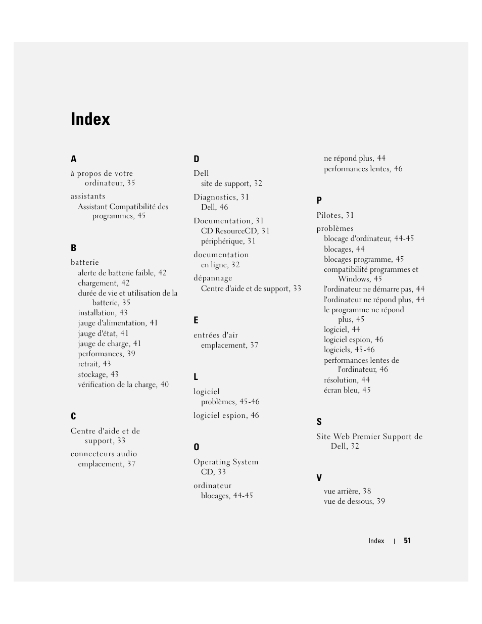 Index | Dell Precision M70 User Manual | Page 51 / 104