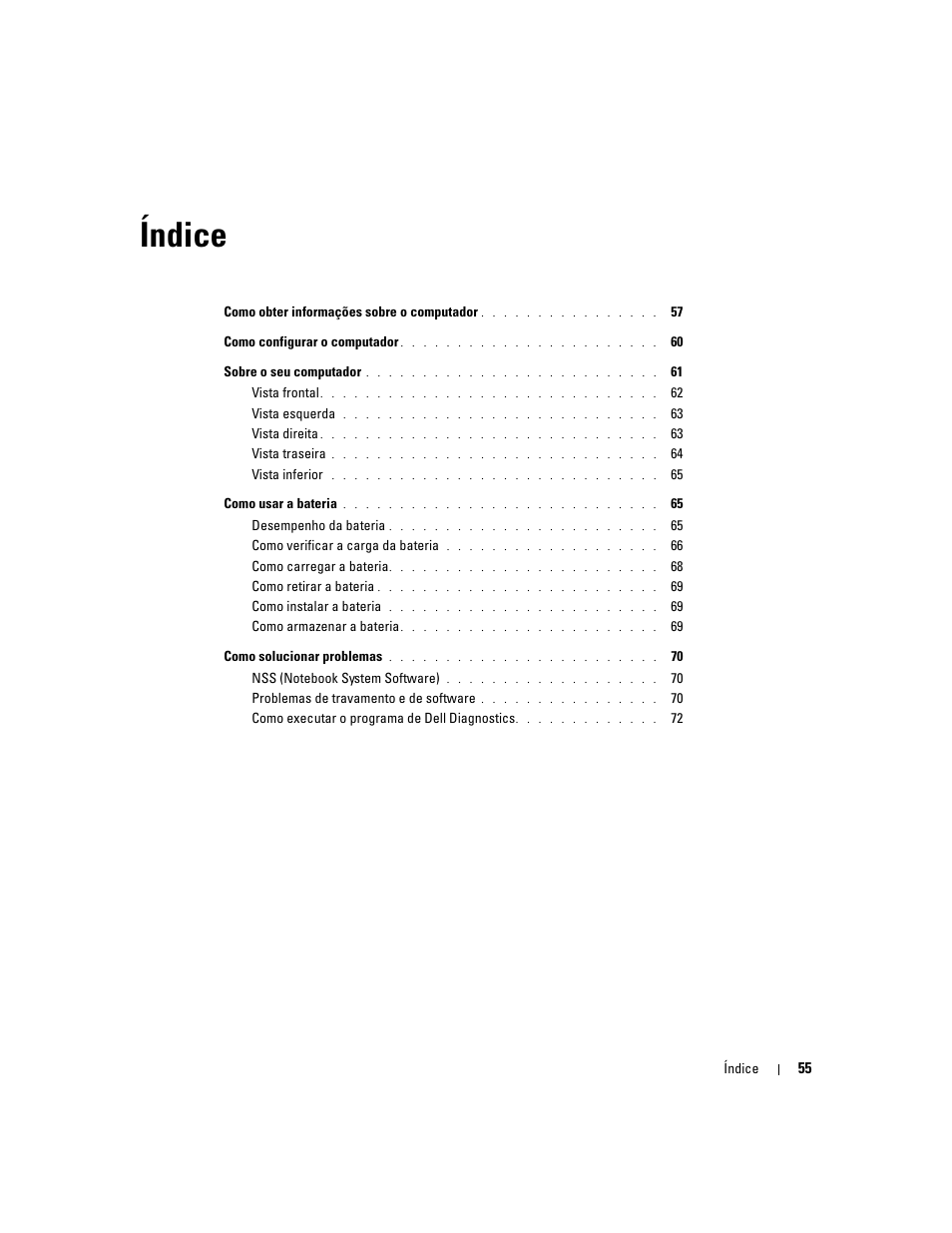 Índice | Dell Precision M70 User Manual | Page 55 / 104
