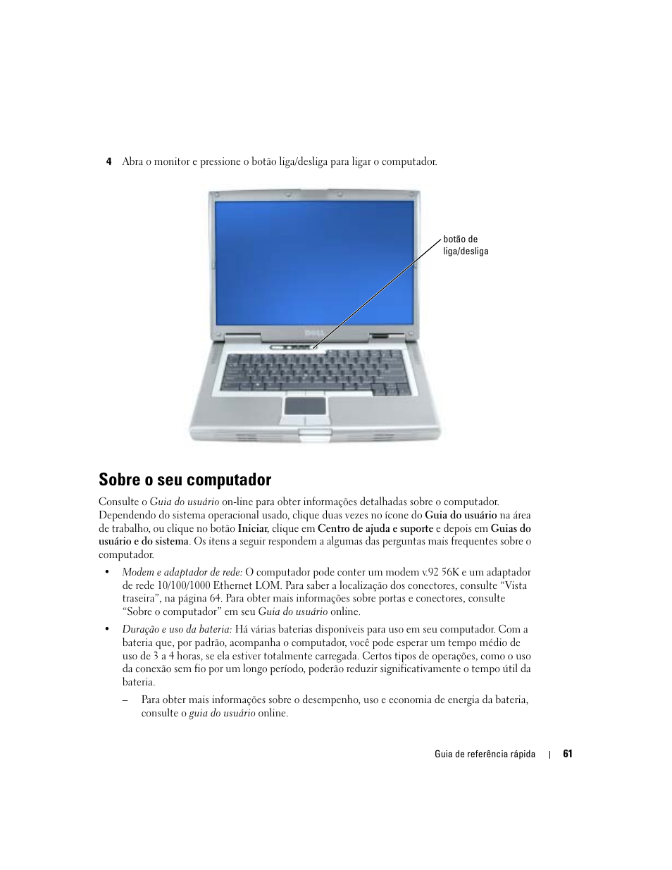 Sobre o seu computador | Dell Precision M70 User Manual | Page 61 / 104