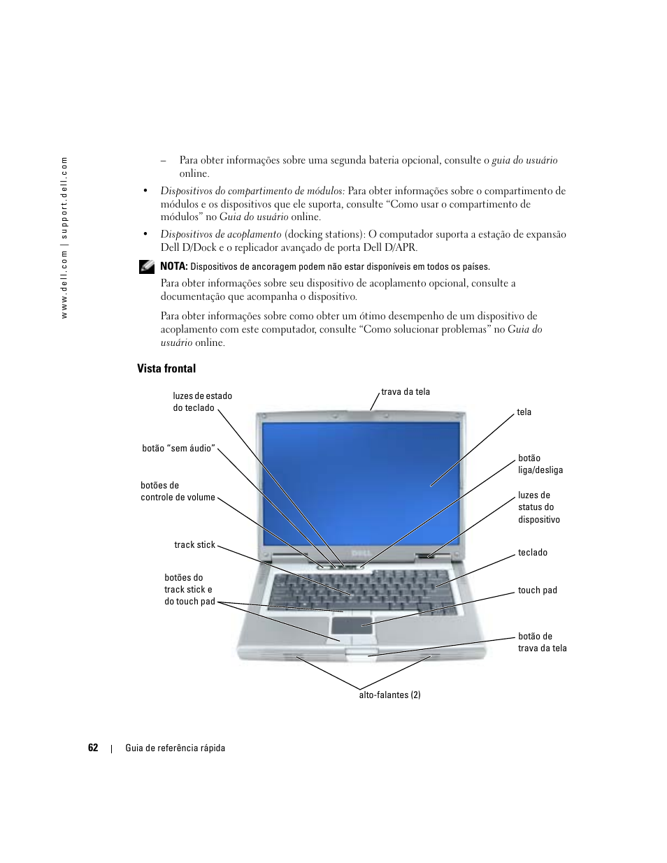 Vista frontal | Dell Precision M70 User Manual | Page 62 / 104