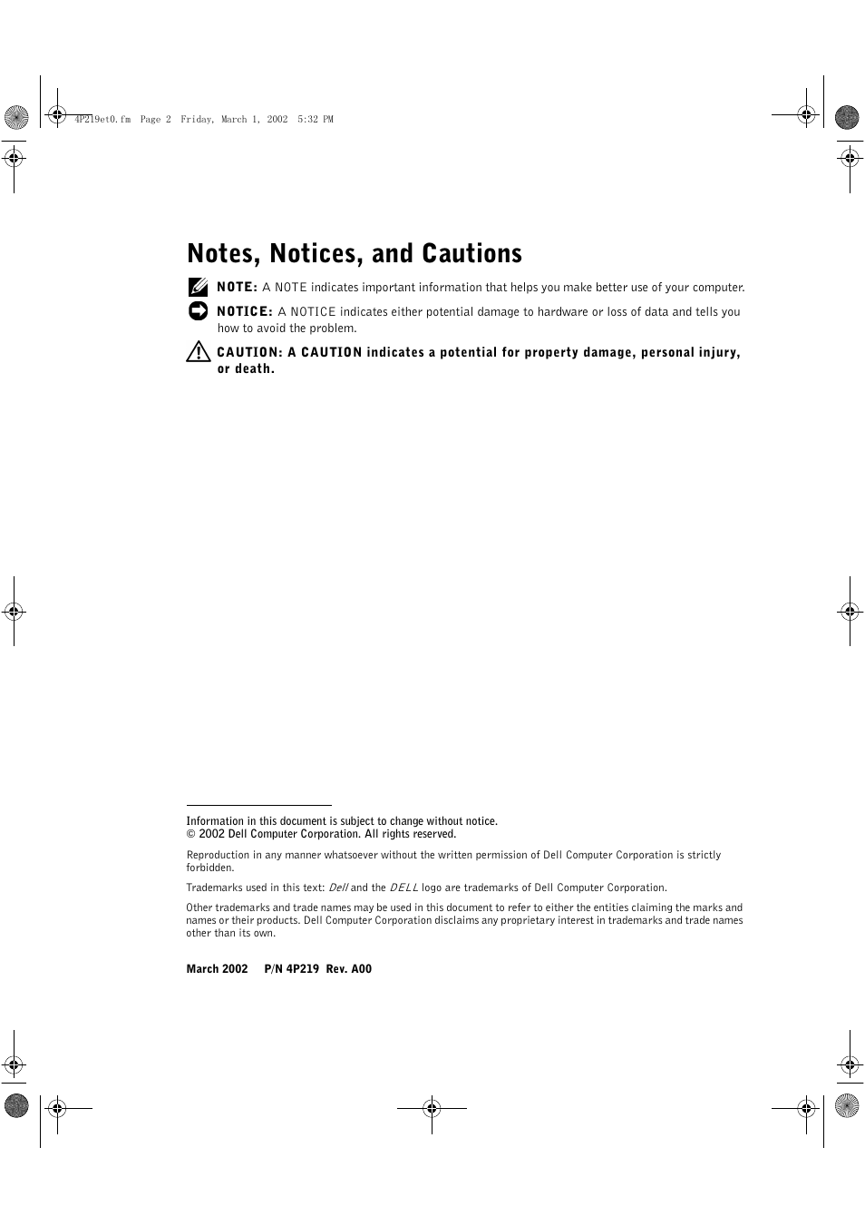 Notes, notices, and cautions | Dell PowerEdge 2650 User Manual | Page 2 / 42