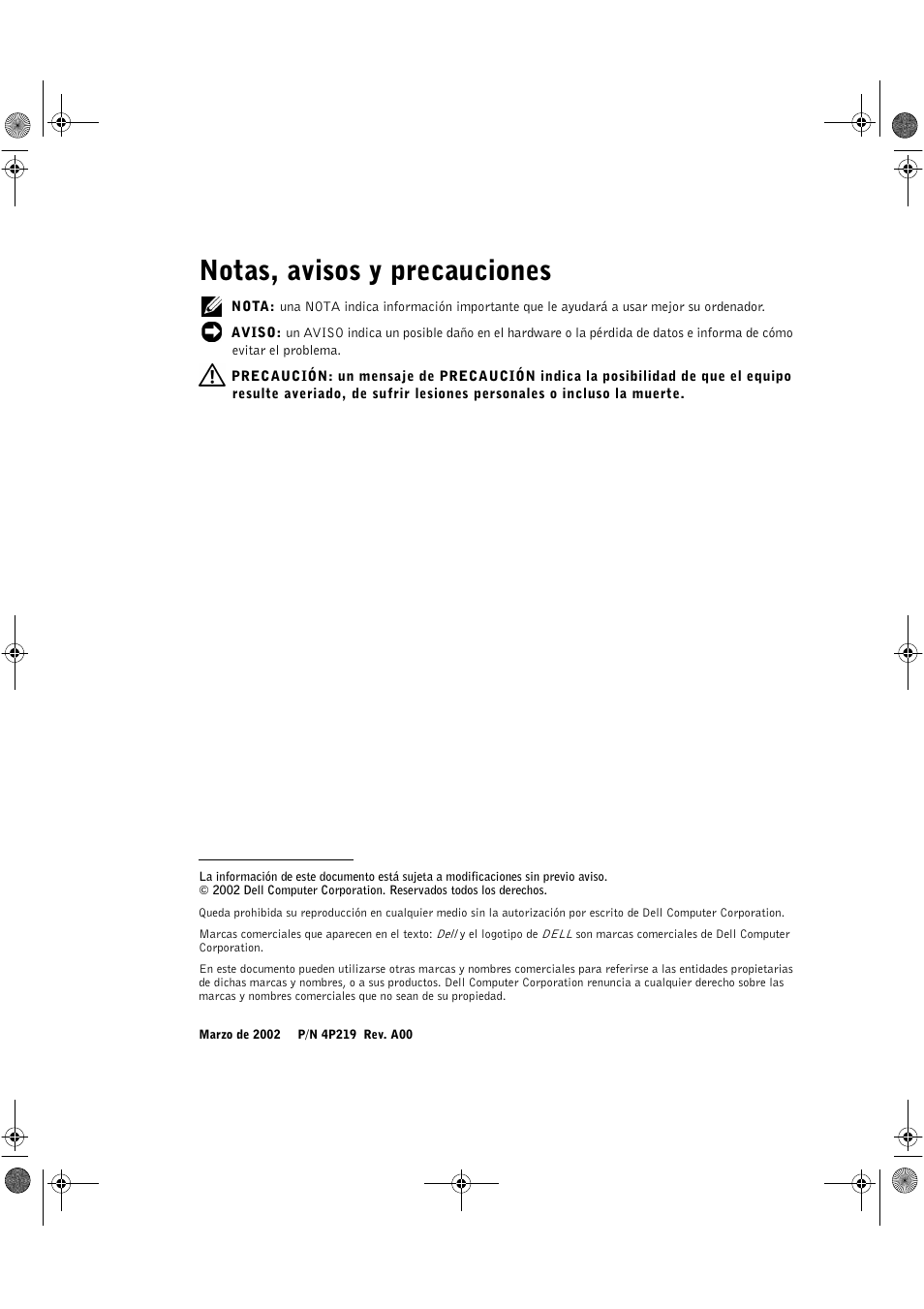 Notas, avisos y precauciones | Dell PowerEdge 2650 User Manual | Page 38 / 42