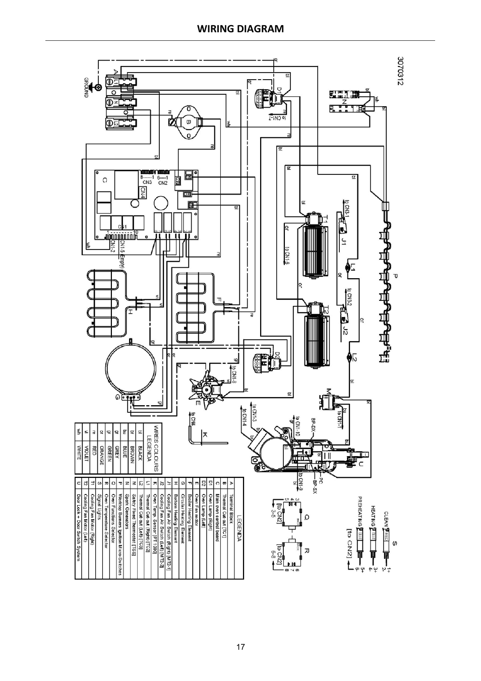 Wiring diagram | Bertazzoni X304PIRVE User Manual | Page 17 / 48