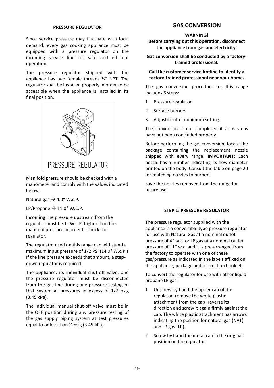 Gas conversion | Bertazzoni X304PIRVE User Manual | Page 19 / 48