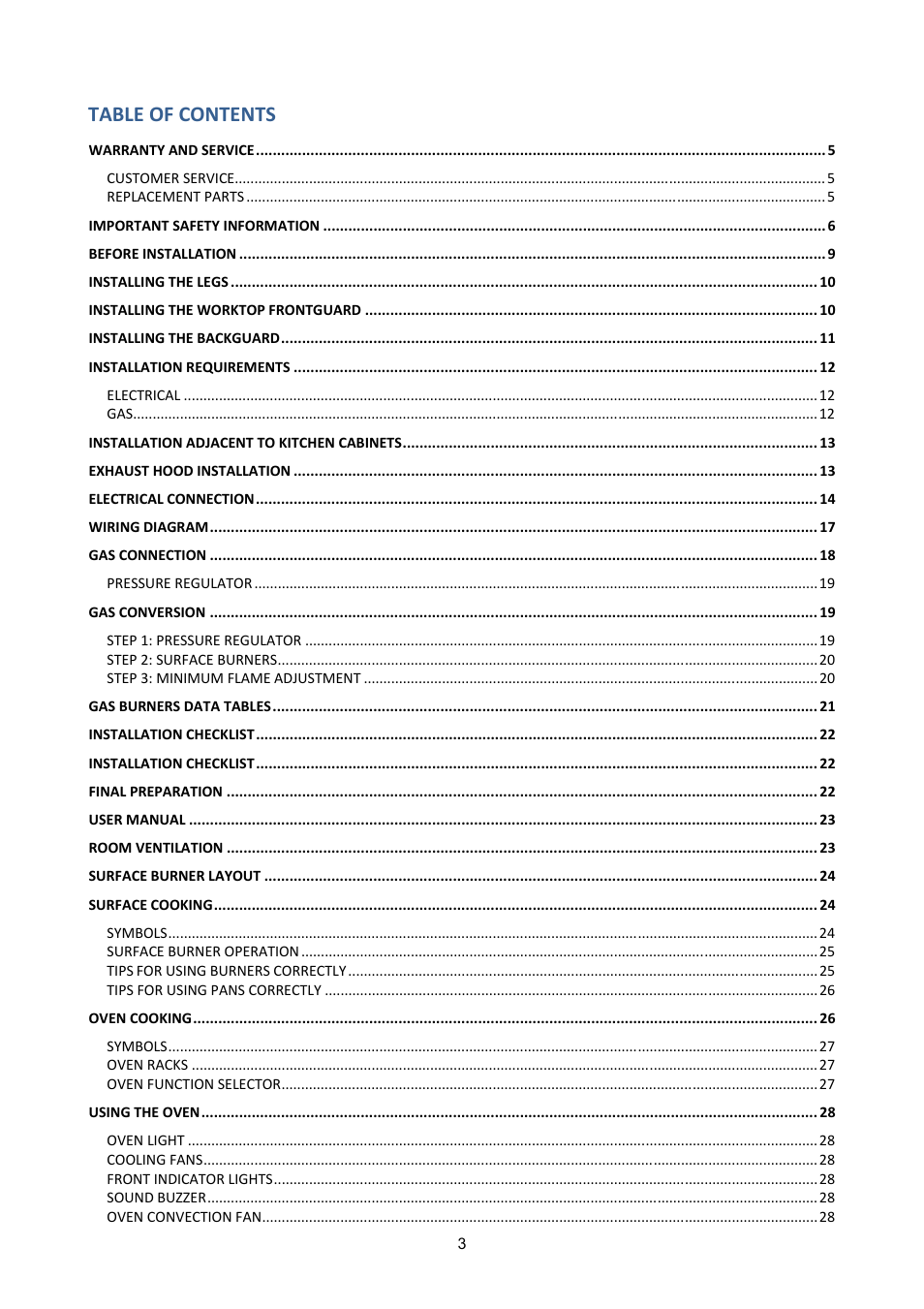 Bertazzoni X304PIRVE User Manual | Page 3 / 48