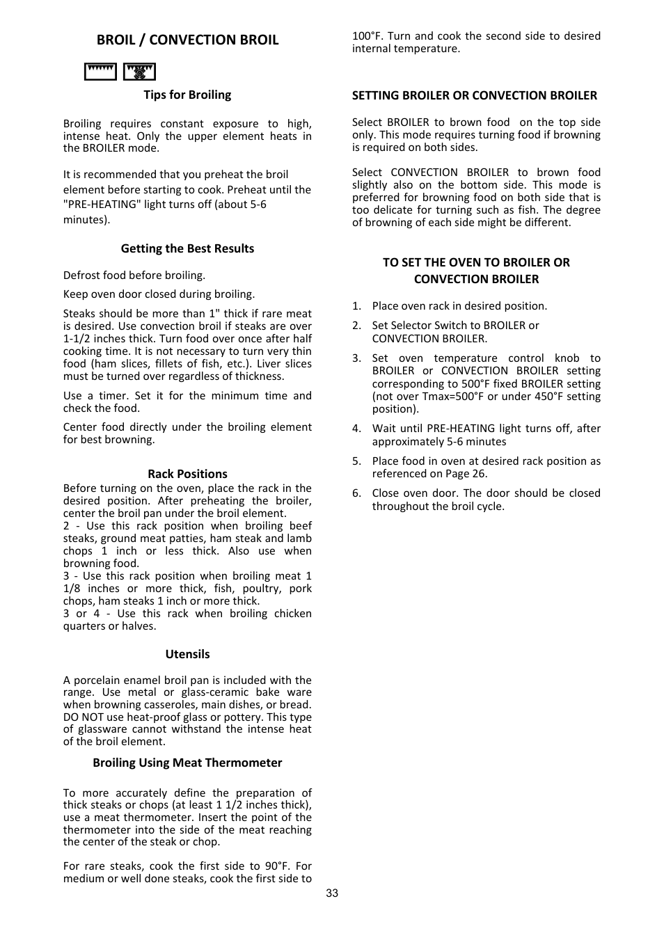 Broil / convection broil | Bertazzoni X304PIRVE User Manual | Page 33 / 48