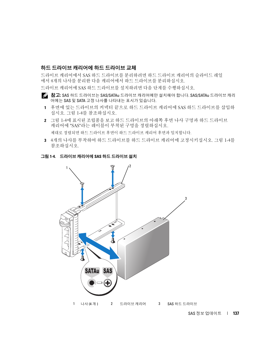 하드 드라이브 캐리어에 하드 드라이브 교체 | Dell PowerEdge 6850 User Manual | Page 139 / 178
