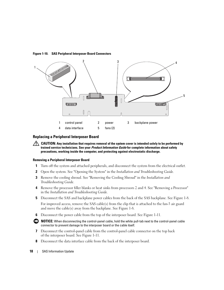 Replacing a peripheral interposer board, D (see figure 1-10, Figure 1-10 pr | Dell PowerEdge 6850 User Manual | Page 20 / 178