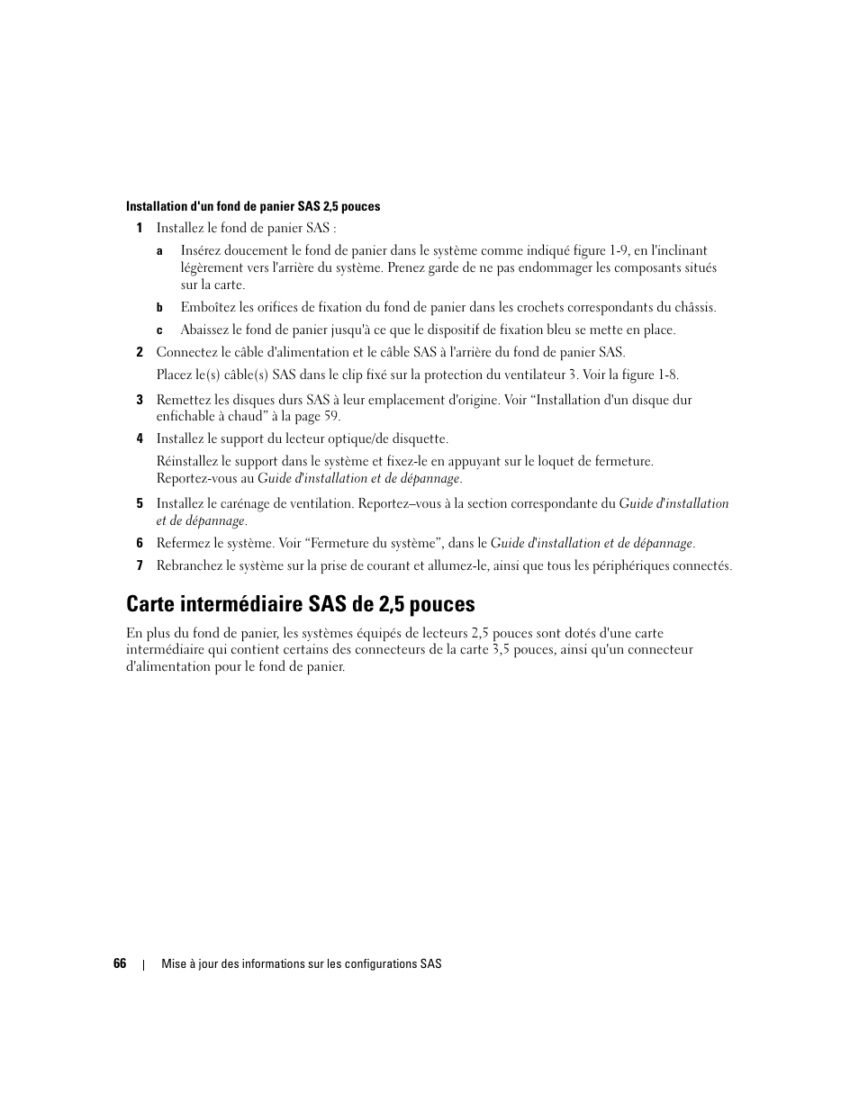 Carte intermédiaire sas de 2,5 pouces | Dell PowerEdge 6850 User Manual | Page 68 / 178