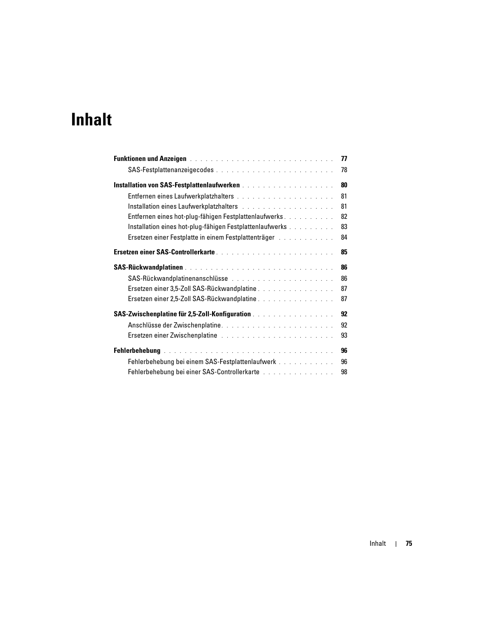 Inhalt | Dell PowerEdge 6850 User Manual | Page 77 / 178