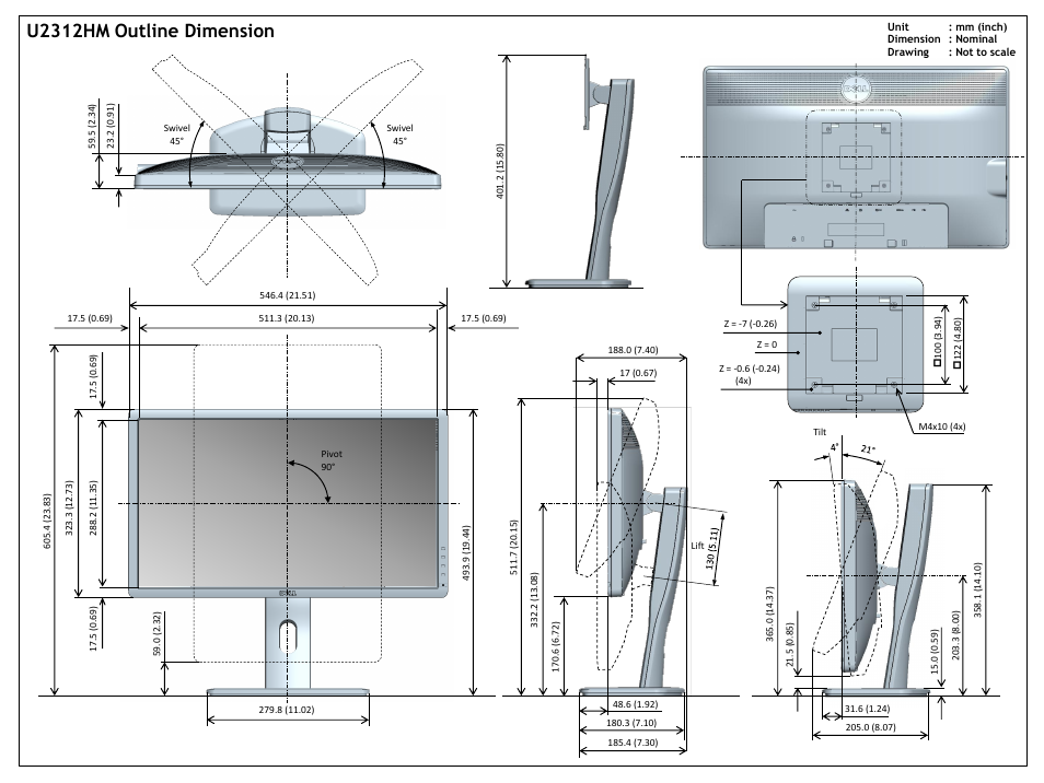 Dell U2312HM Monitor User Manual | 1 page