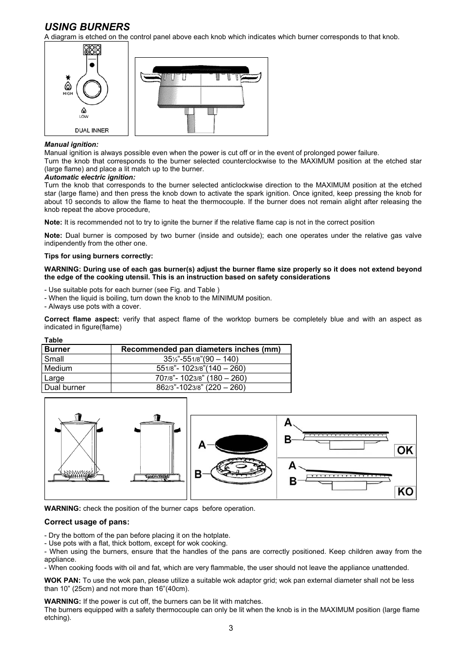Using burners | Bertazzoni C36500X (Z36500X) User Manual | Page 3 / 4
