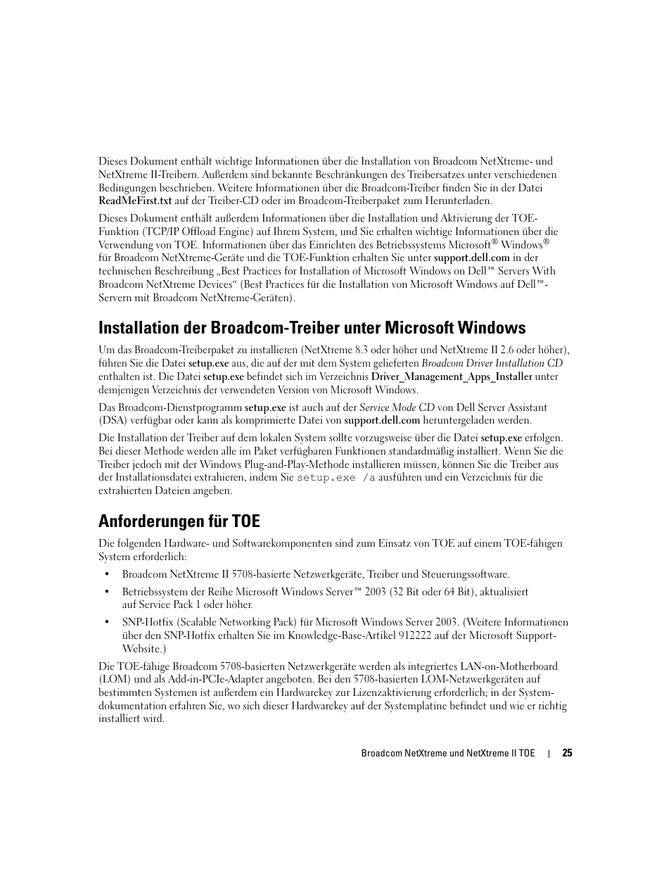 Anforderungen für toe | Dell PowerEdge SC1435 User Manual | Page 27 / 54