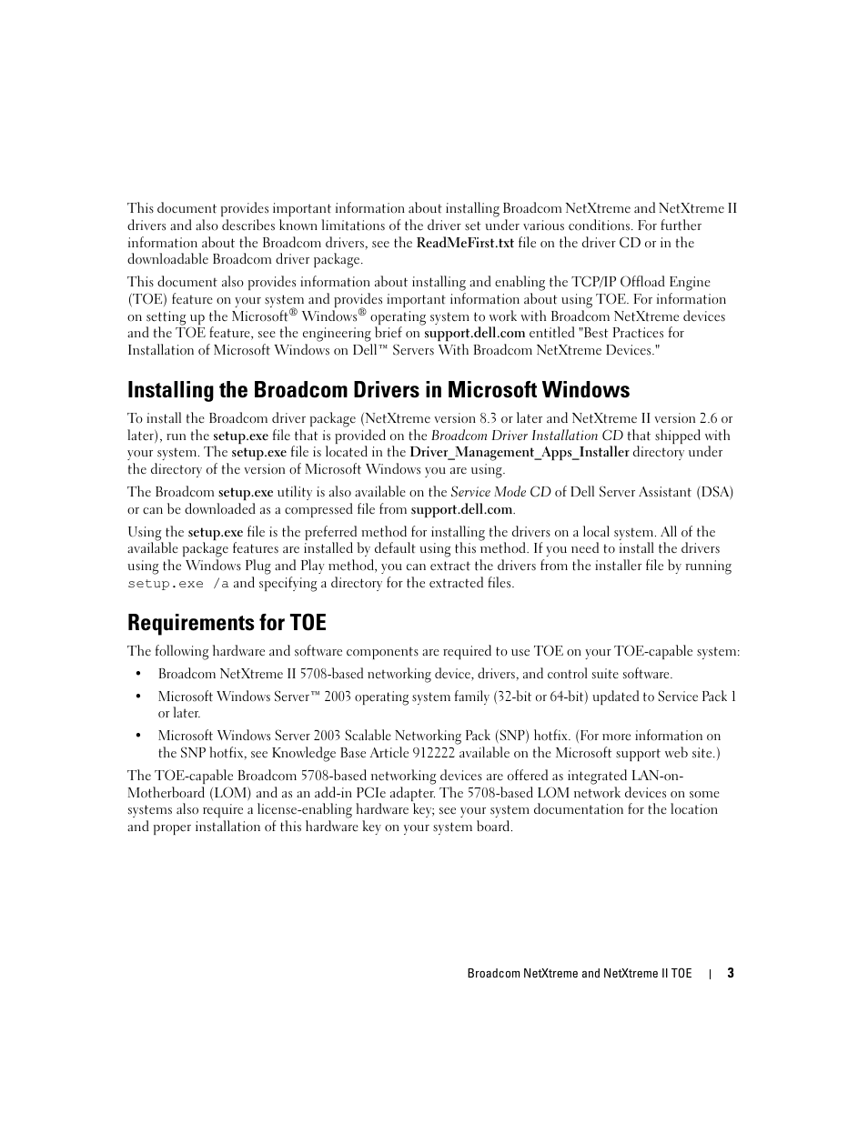 Requirements for toe | Dell PowerEdge SC1435 User Manual | Page 5 / 54