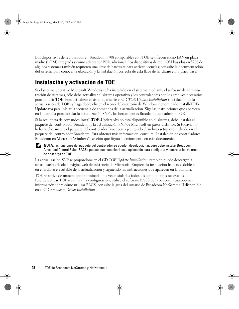 Instalación y activación de toe | Dell PowerEdge SC1435 User Manual | Page 50 / 54