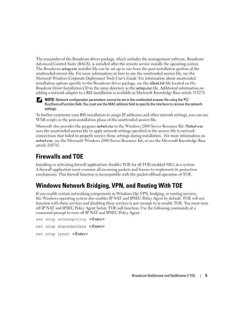 Firewalls and toe | Dell PowerEdge SC1435 User Manual | Page 7 / 54