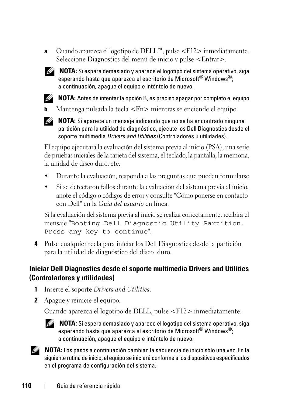 Drivers and utilities (controladores y utilidades) | Dell Latitude D430 (Mid 2007) User Manual | Page 110 / 116