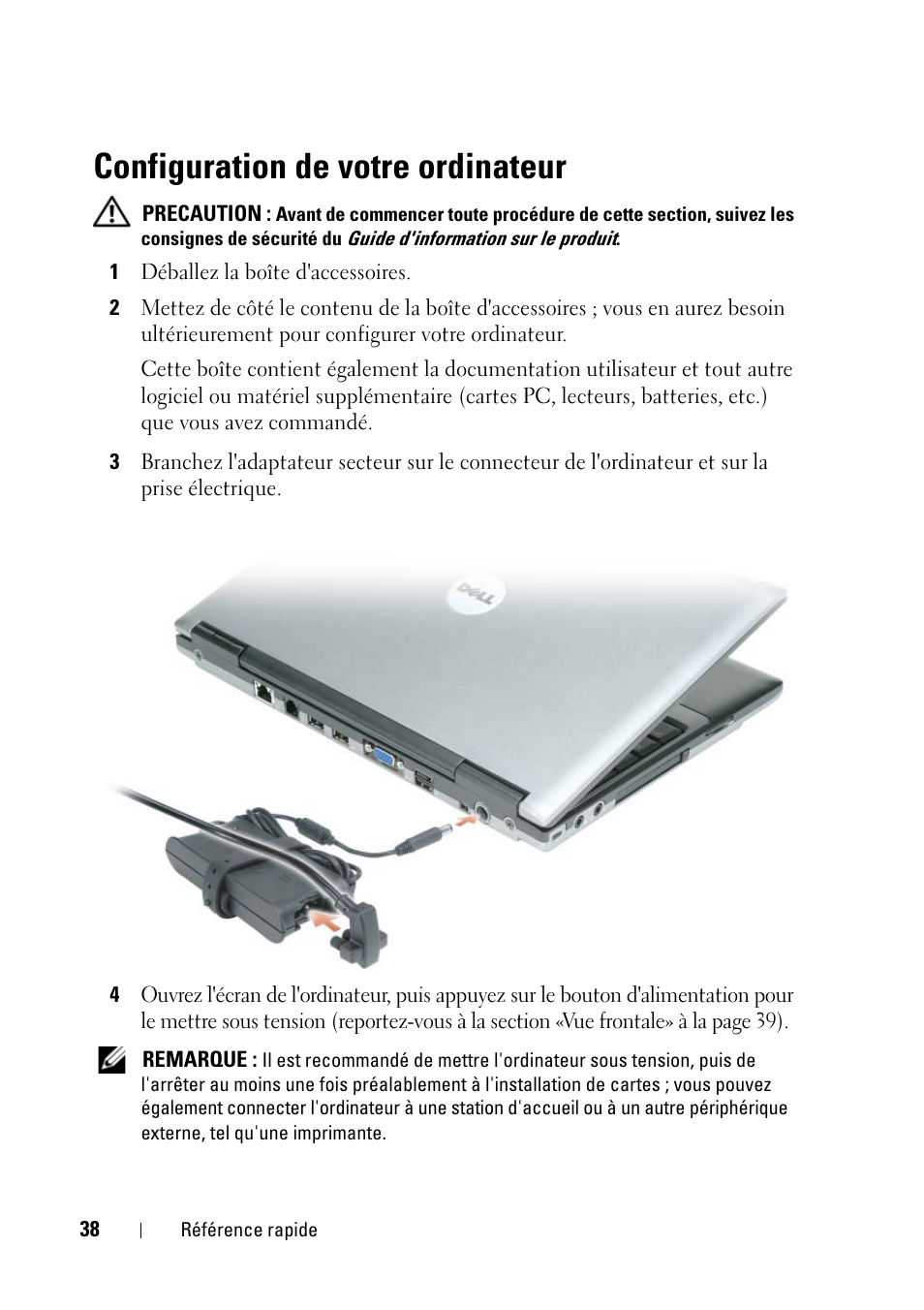Configuration de votre ordinateur | Dell Latitude D430 (Mid 2007) User Manual | Page 38 / 116