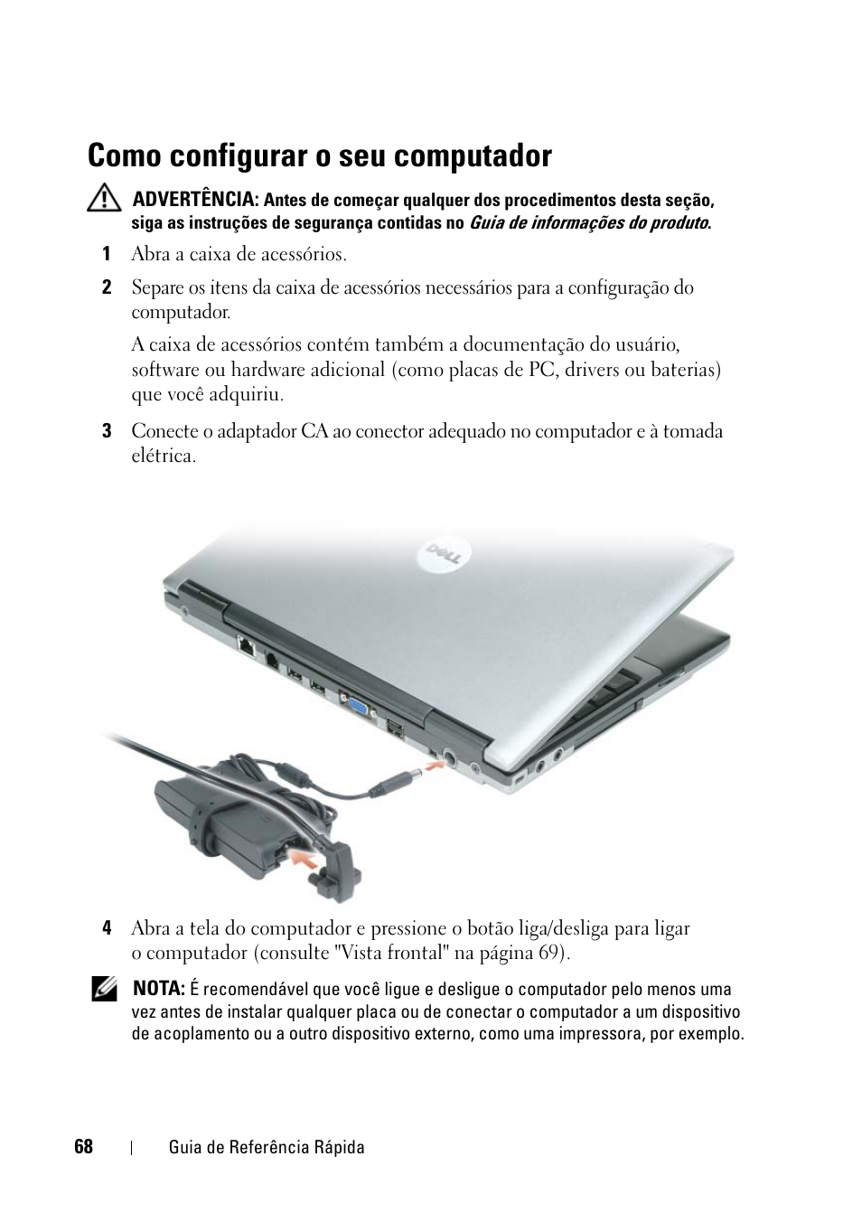 Como configurar o seu computador | Dell Latitude D430 (Mid 2007) User Manual | Page 68 / 116