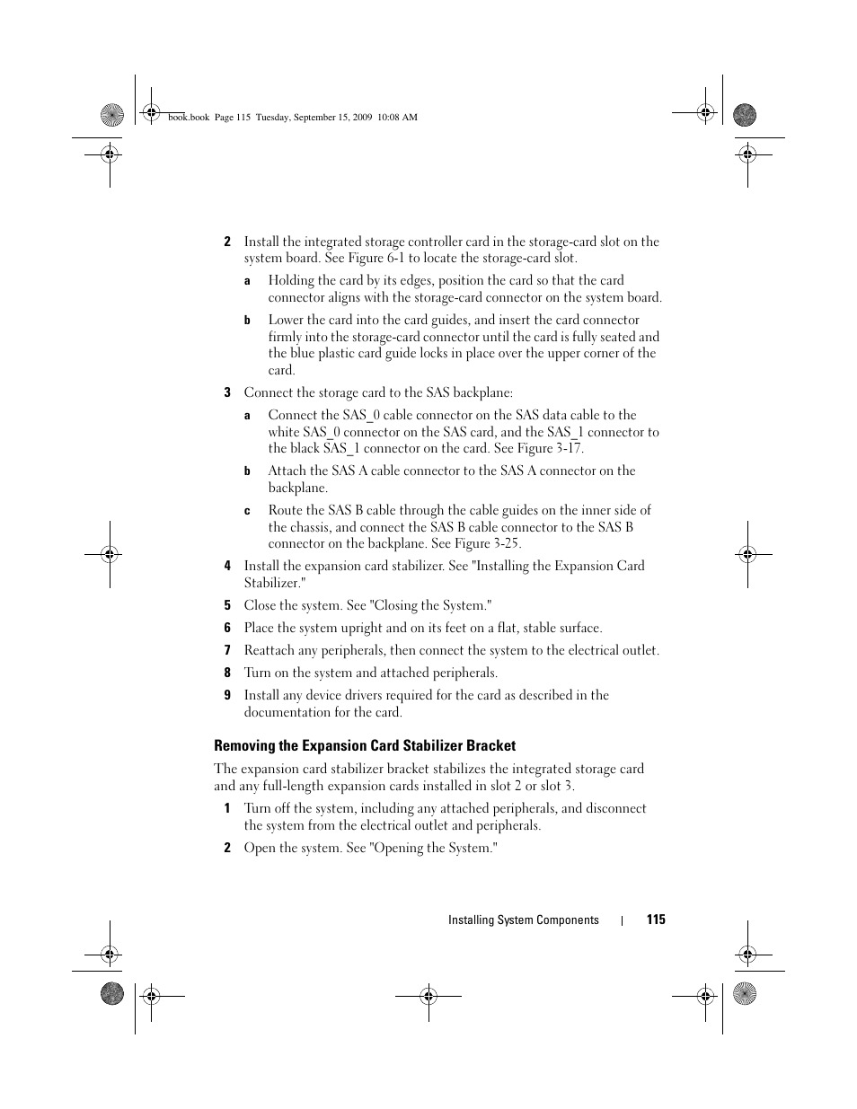 Removing the expansion card stabilizer bracket | Dell PowerEdge T610 User Manual | Page 115 / 206