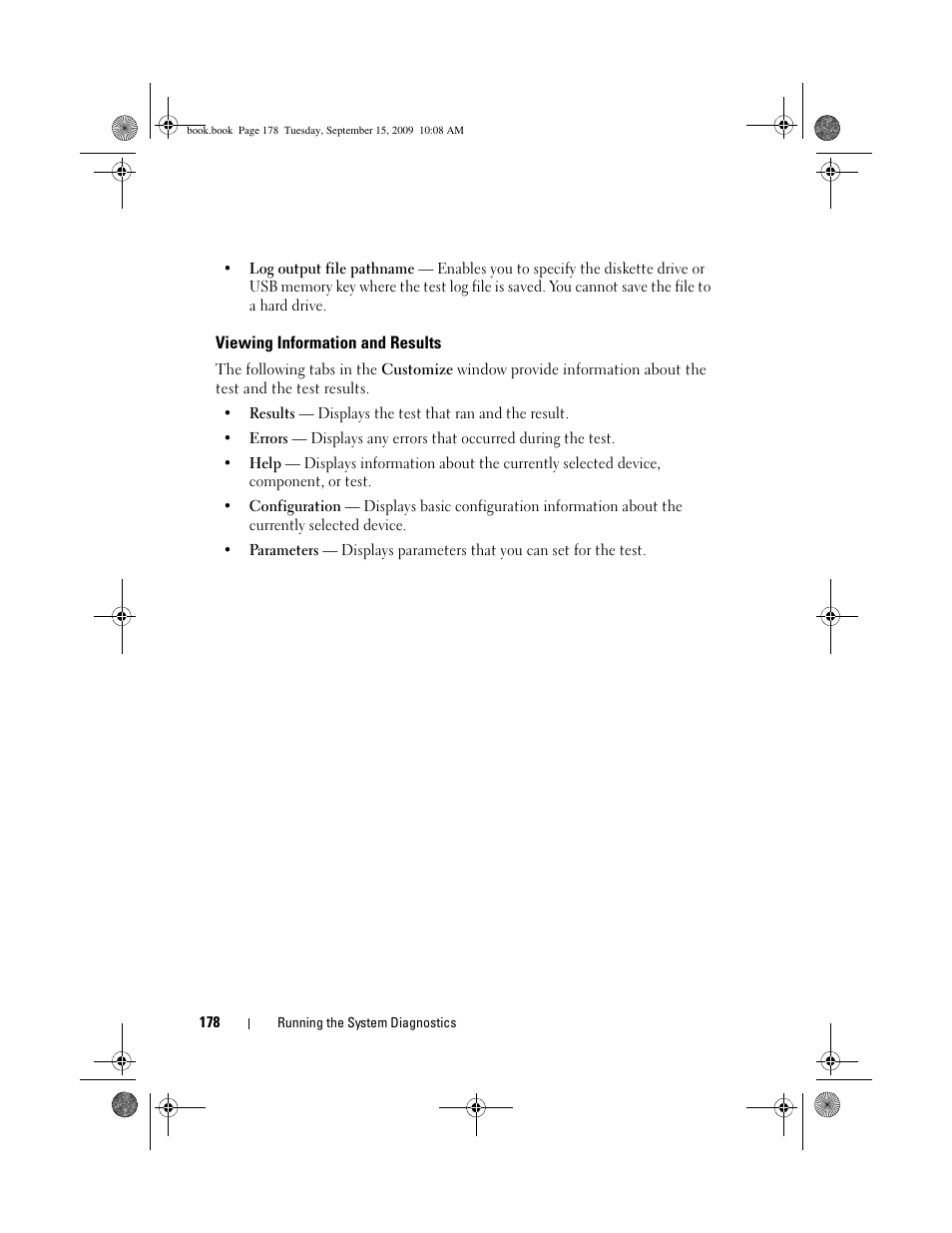 Viewing information and results | Dell PowerEdge T610 User Manual | Page 178 / 206