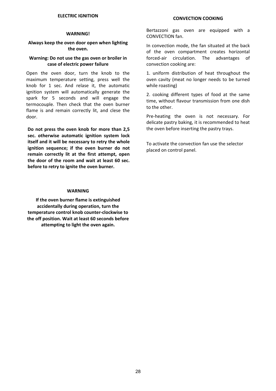 Bertazzoni A304GGVXT/002 User Manual | Page 28 / 46
