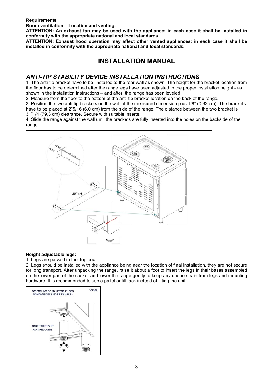 Installation manual | Bertazzoni X304GGVX User Manual | Page 3 / 28