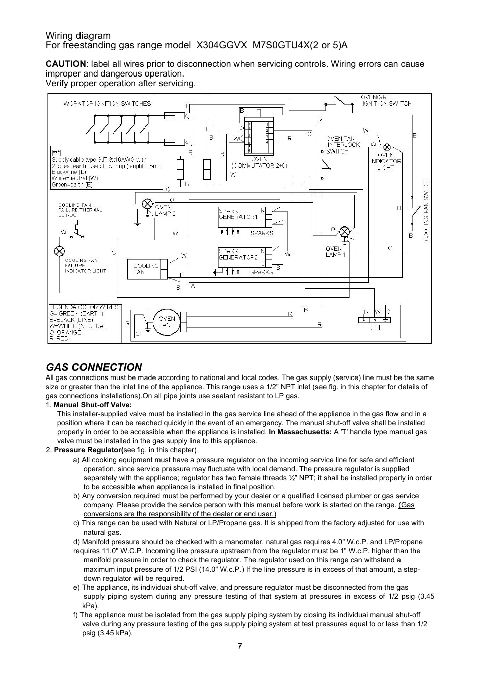 Gas connection | Bertazzoni X304GGVX User Manual | Page 7 / 28