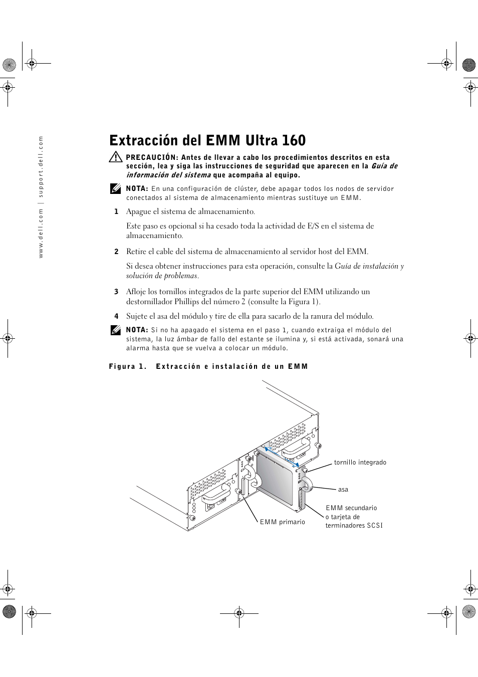 Extracción del emm ultra 160 | Dell PowerVault 220S (SCSI) User Manual | Page 26 / 28