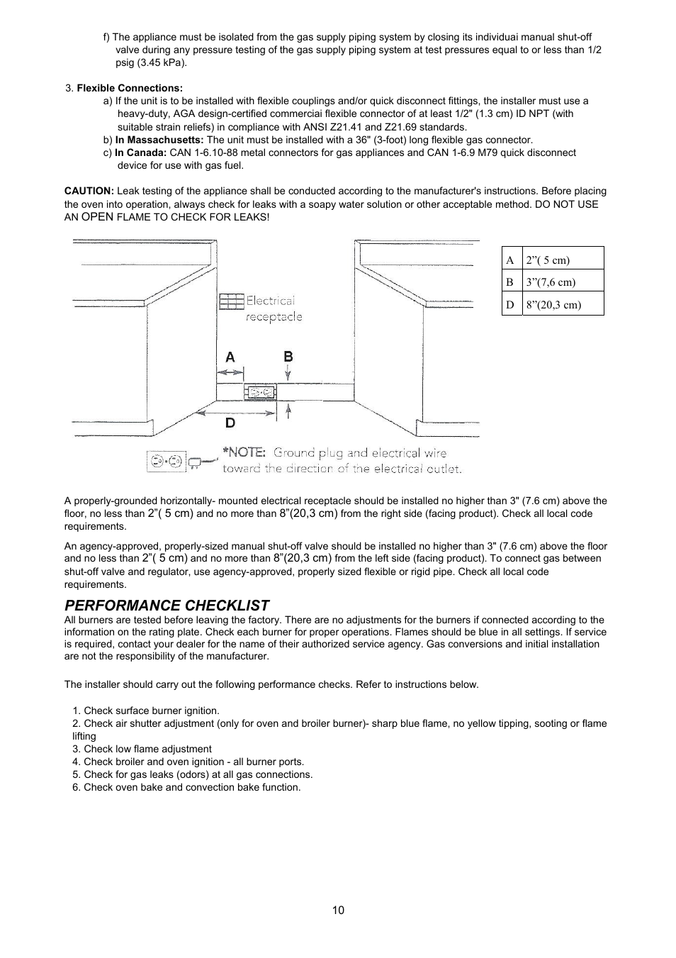 Performance checkllst | Bertazzoni X486GGGVX User Manual | Page 10 / 36